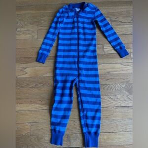 Hanna Andersson boys 3T Blue Striped one piece pajamas